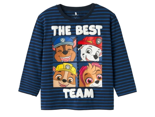 Name It top navy blazer med Paw Patrol print og striber