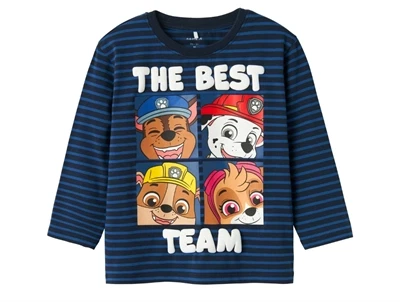 Name It top navy blazer med Paw Patrol print og striber
