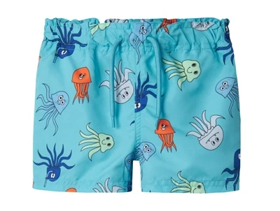 Name It badeshorts i blue atoll med blæksprutteprint og snøre