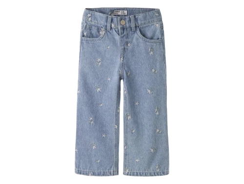 Name It jeans light blue denim med blomster broderi