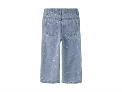 Name It jeans light blue denim med blomster broderi