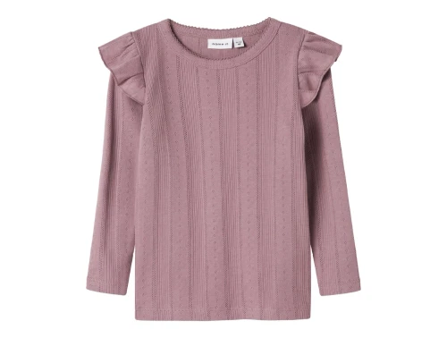 Bluse i rosa (elderberry) med flæser fra Name It