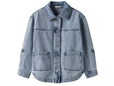 Name It denimjakke medium blue denim med sløjfebroderi