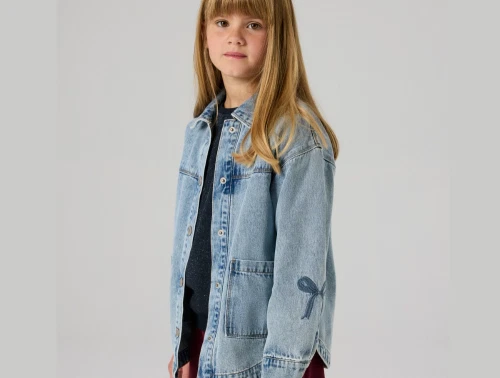 Name It denimjakke medium blue denim med sløjfebroderi