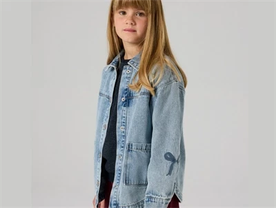 Name It denimjakke medium blue denim med sløjfebroderi
