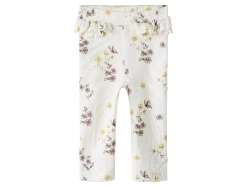 Lil\' Atelier leggings coconut milk med rosa blomsterprint
