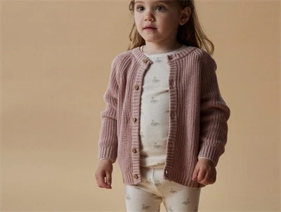 Lil\' Atelier MINI top i pastel parchment med svaneprint og flæser