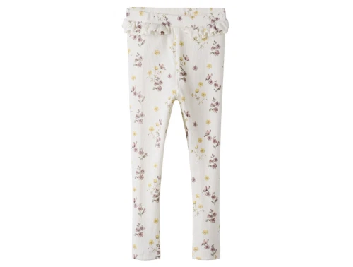 Lil\' Atelier leggings coconut milk med blomster og flæser