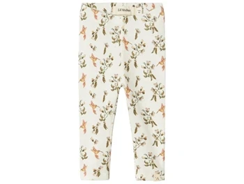 Leggings fra Lil' Atelier i coconut milk med kolibriprint og elastik i taljen