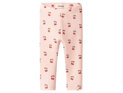 Lil' Atelier leggings silver peony med kirsebærprint
