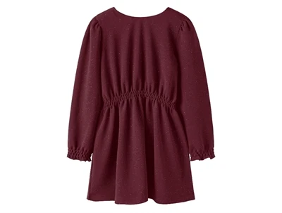 Name It kjole burgundy med glimmer og smocktalje