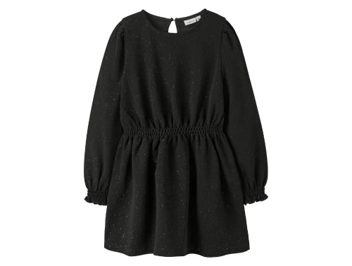 Name It kjole sort med glimmer og smocktalje