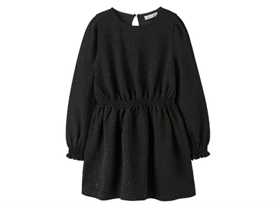 Name It kjole sort med glimmer og smocktalje