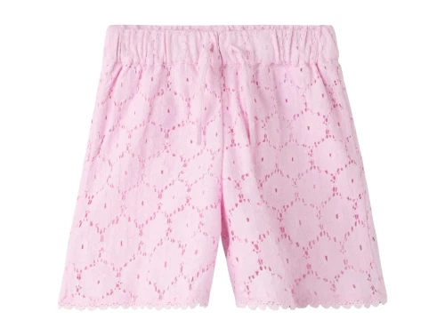 Name It shorts i lyserød nuance med broderie anglaise