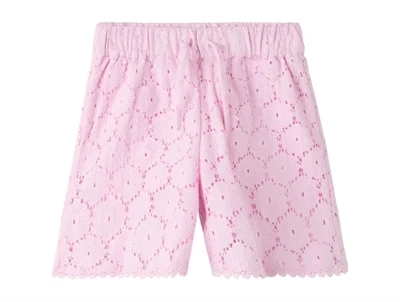 Name It shorts i lyserød nuance med broderie anglaise