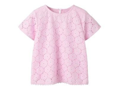 Name It top lyserød med broderie anglaise