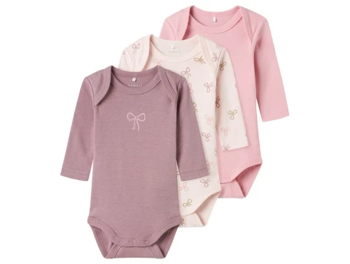 Name It 3-pak body i lyserøde nuancer med sløjfer