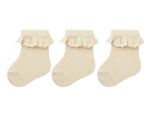 lil\' atelier strømper i beige med blondekant, 3-pak set forfra
