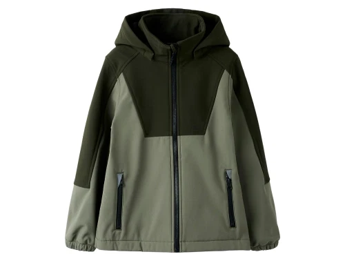 Name It softshell jakke i dusty olive set forfra  