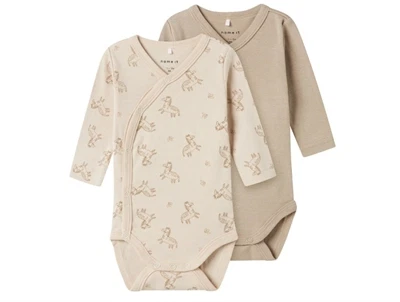 Name It body 2-pak i beige nuancer med zebra print