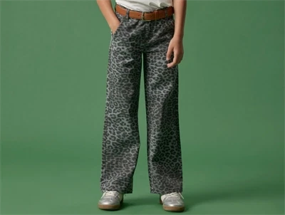 Name It bukser night owl grey leopard med brede ben