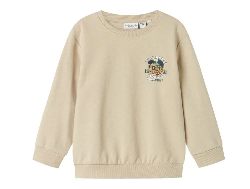 name it sweatshirt i farven peyote med tigerprint og tekst på brystet, set forfra