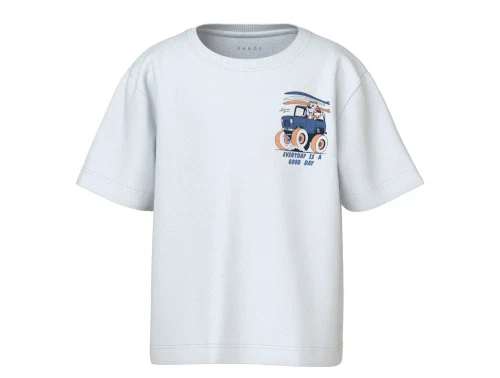 t-shirt fra Name It i hvid med bilprint og tekst