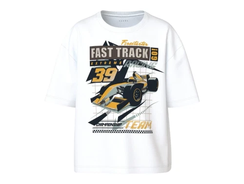 Name It t-shirt i hvid nuance med racerbil print