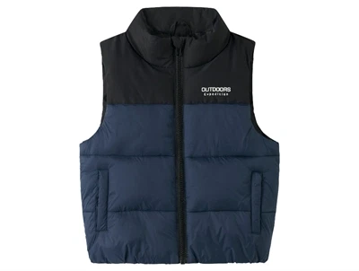 Name It vest blå med refleksdetaljer og polstring set forfra