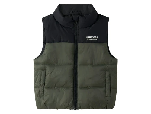 Name It vest grøn med refleksdetaljer og polstring set forfra