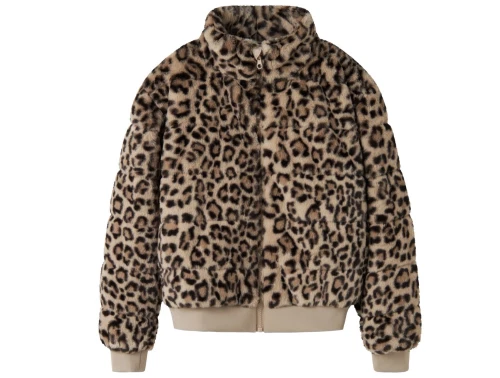 Name It teddyjakke humus leo med leopardprint