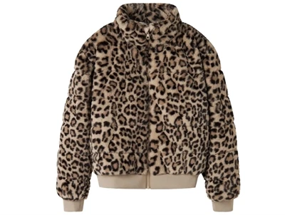 Name It teddyjakke humus leo med leopardprint