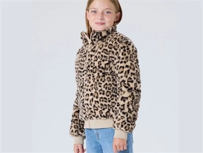 Name It teddyjakke humus leo med leopardprint