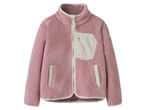 Name It teddy jakke i rosa woodrose med brystlomme foran