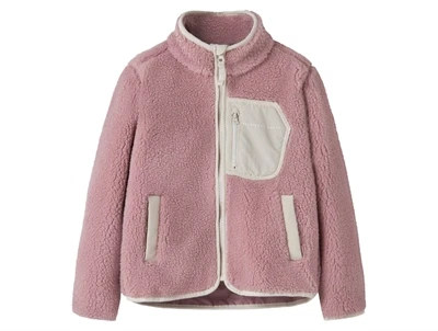 Name It teddy jakke i rosa woodrose med brystlomme foran