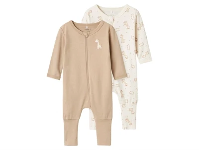 Name It natsæt 2-pak i beige nuancer med girafprint