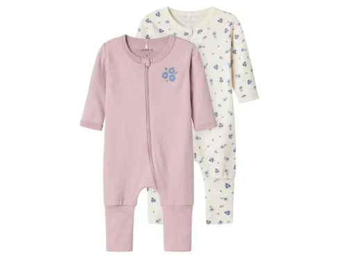 Name It natsæt 2-pak i beige og rosa nuancer med blomsterprint