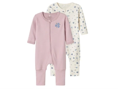Name It natsæt 2-pak i beige og rosa nuancer med blomsterprint