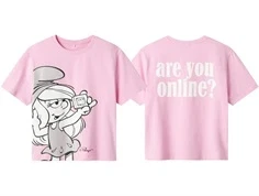 Name It t-shirt pink med Smølfine print