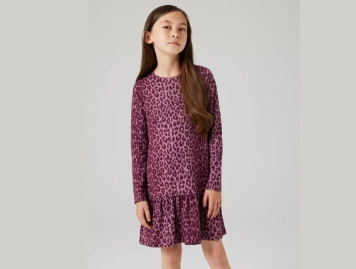 Name It kjole grape shake med leopardprint på model