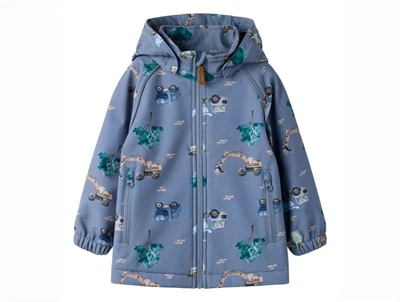 Name It softshelljakke i blå nuance med arbejdsbilprint