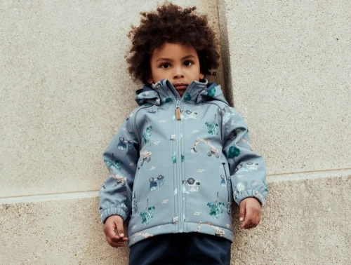 Name It softshelljakke i blå nuance med arbejdsbilprint på barn