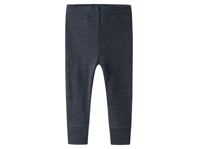 Name It leggings i ombre blue merinould med ribmønster set forfra