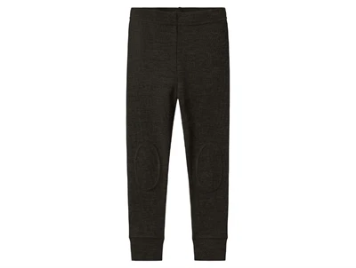 Name It leggings i black sort nuance i merinould med ribmønster set forfra