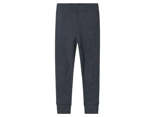 Name It leggings i ombre blue mørkeblå nuance i merinould med ribmønster og knæforstærkning set forfra