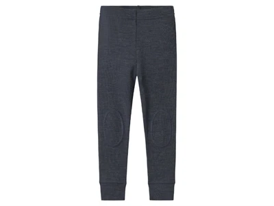 Name It leggings i ombre blue mørkeblå nuance i merinould med ribmønster og knæforstærkning set forfra