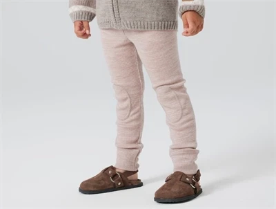 Name It leggings i shadow gray lys grå nuance i merinould med ribmønster på barn