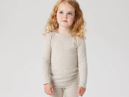 Name It t-shirt i nacreous cloud merinould rib på barn
