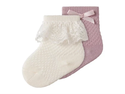 Name It strømper i violet ice med sløjfe 2-pak