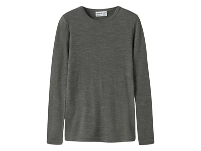 Name It merinould bluse i grøn nuance